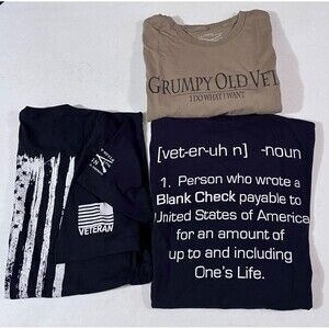 Lot Of 3 Grunt Style Military Veteran T Shirt Bundle Adult L Black Brown USA